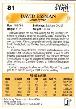 1991 Jockey Star Jockeys #81 David Essman Back
